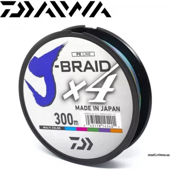 Шнур DAIWA J-Braid X4E 300м 0,17мм Multi Color